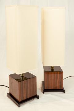 Jean Claude Mahey Cubical Lacquered Palisander Black Table Lamps - 2432325