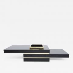 Jean Claude Mahey J C Mahey black lacquer and brass bar coffee table 1970s - 2266767