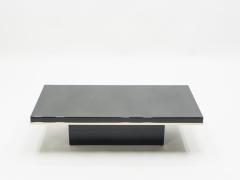 Jean Claude Mahey J C Mahey black lacquer and brass coffee table 1970s - 1025866