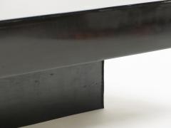 Jean Claude Mahey J C Mahey black orange lacquer and leather coffee table 1970s - 1687638