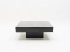 Jean Claude Mahey J C Mahey black orange lacquer and leather coffee table 1970s - 1687639