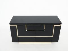 Jean Claude Mahey J C Mahey brass black lacquered sideboard bar cabinet 1970s - 2219557