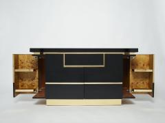 Jean Claude Mahey J C Mahey brass black lacquered sideboard bar cabinet 1970s - 2219558