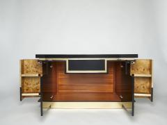 Jean Claude Mahey J C Mahey brass black lacquered sideboard bar cabinet 1970s - 2219566