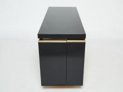 Jean Claude Mahey J C Mahey brass black lacquered sideboard bar cabinet 1970s - 2219567