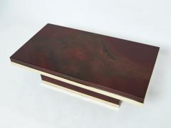 Jean Claude Mahey J C Mahey cherry red lacquer and brass coffee table 1970s - 2224670