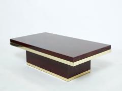 Jean Claude Mahey J C Mahey cherry red lacquer and brass coffee table 1970s - 2224672