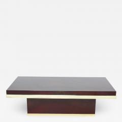 Jean Claude Mahey J C Mahey cherry red lacquer and brass coffee table 1970s - 2225808