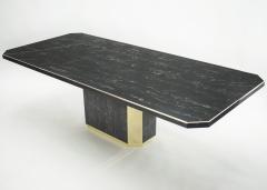 Jean Claude Mahey J C Mahey for Paco Rabanne black Portoro marble dining table brass 1979 - 1119981