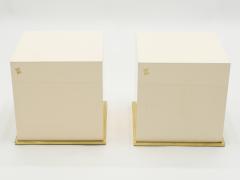 Jean Claude Mahey J C Mahey lacquer and brass cube end tables 1970s - 1025757