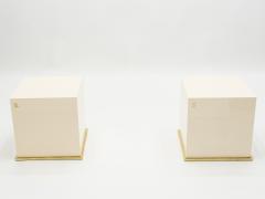 Jean Claude Mahey J C Mahey lacquer and brass cube end tables 1970s - 1025759