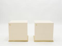 Jean Claude Mahey J C Mahey lacquer and brass cube end tables 1970s - 1025766