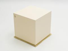 Jean Claude Mahey J C Mahey lacquer and brass cube end tables 1970s - 1025769