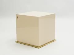 Jean Claude Mahey J C Mahey lacquer and brass cube end tables 1970s - 1025776