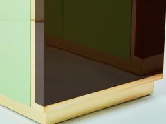 Jean Claude Mahey J C Mahey pair of small green lacquer and brass cabinets 1970s - 3424759