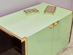 Jean Claude Mahey J C Mahey pair of small green lacquer and brass cabinets 1970s - 3424765