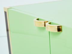 Jean Claude Mahey J C Mahey pair of small green lacquer and brass cabinets 1970s - 3424766