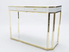 Jean Claude Mahey J C Mahey white lacquer and brass console 1970s - 1327335