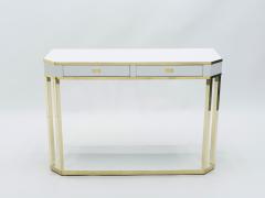 Jean Claude Mahey J C Mahey white lacquer and brass console 1970s - 1327336
