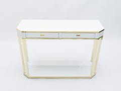 Jean Claude Mahey J C Mahey white lacquer and brass console 1970s - 1327337