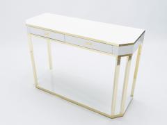 Jean Claude Mahey J C Mahey white lacquer and brass console 1970s - 1327338