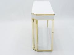Jean Claude Mahey J C Mahey white lacquer and brass console 1970s - 1327339