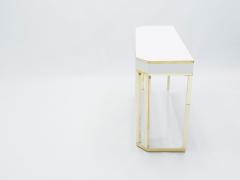 Jean Claude Mahey J C Mahey white lacquer and brass console 1970s - 1327340