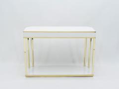 Jean Claude Mahey J C Mahey white lacquer and brass console 1970s - 1327341