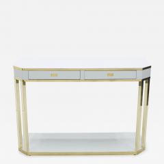 Jean Claude Mahey J C Mahey white lacquer and brass console 1970s - 1327950
