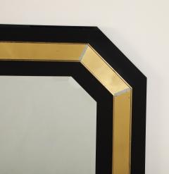 Jean Claude Mahey Jean Claude Mahey Octagonal Black Lacquered Brass Wall Mirror circa 1970 - 4783828