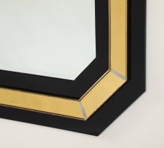 Jean Claude Mahey Jean Claude Mahey Octagonal Black Lacquered Brass Wall Mirror circa 1970 - 4783878