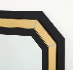 Jean Claude Mahey Jean Claude Mahey Octagonal Black Lacquered Brass Wall Mirror circa 1970 - 4783885