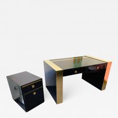 Jean Claude Mahey Lacquered and Brass Desk side box by Jean Claude Mahey France 1970s - 1039846