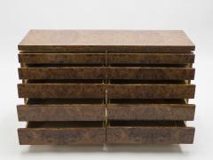 Jean Claude Mahey Large Burl lacquer and brass chest of drawers by J C Mahey 1970 s - 994562