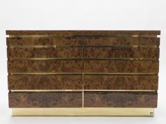 Jean Claude Mahey Large Burl lacquer and brass chest of drawers by J C Mahey 1970 s - 994584