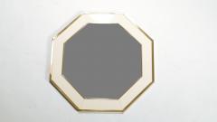 Jean Claude Mahey Octagon Shaped J C Mahey Mirror in white Lacquer and brass 1970 - 989834