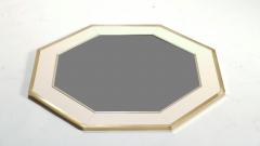 Jean Claude Mahey Octagon Shaped J C Mahey Mirror in white Lacquer and brass 1970 - 989836
