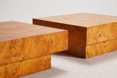 Jean Claude Mahey PAIR OF ELM BURL COFFEE TABLES 1970s - 3938207