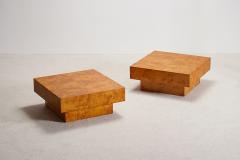 Jean Claude Mahey PAIR OF ELM BURL COFFEE TABLES 1970s - 3938209