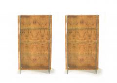 Jean Claude Mahey Pair of French J C Mahey brass and burlwood vitrines 1970s - 989474