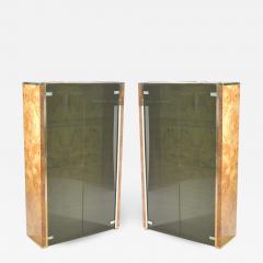 Jean Claude Mahey Pair of French J C Mahey brass and burlwood vitrines 1970s - 990919