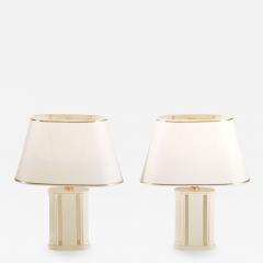 Jean Claude Mahey Pair of French J C Mahey lacquer and brass table lamps 1970 s - 990895