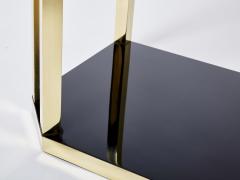 Jean Claude Mahey Pair of Jean Claude Mahey black lacquered brass console tables 1970s - 2893711