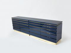 Jean Claude Mahey Pair of Jean Claude Mahey dark blue lacquered brass commodes 1970s - 3065910
