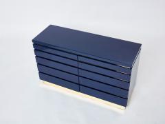 Jean Claude Mahey Pair of Jean Claude Mahey dark blue lacquered brass commodes 1970s - 3065911