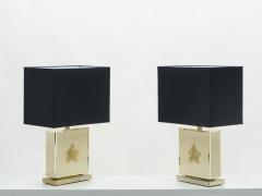 Jean Claude Mahey Pair of large Mid century J C Mahey white lacquer brass table lamps 1970s - 1513769