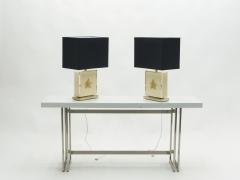 Jean Claude Mahey Pair of large Mid century J C Mahey white lacquer brass table lamps 1970s - 1513772