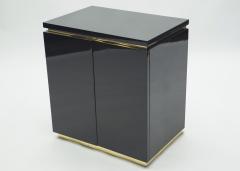 Jean Claude Mahey Pair of small black lacquer cabinets night stands by J C Mahey 1970s - 1114978