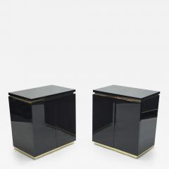 Jean Claude Mahey Pair of small black lacquer cabinets night stands by J C Mahey 1970s - 1116315