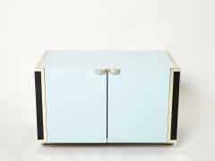 Jean Claude Mahey Pair of small blue black lacquer and brass cabinets by J C Mahey 1970s - 2257566